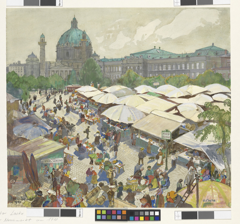 Der Alte Naschmarkt Mit Der Karlskirche Um Wien Museum Online