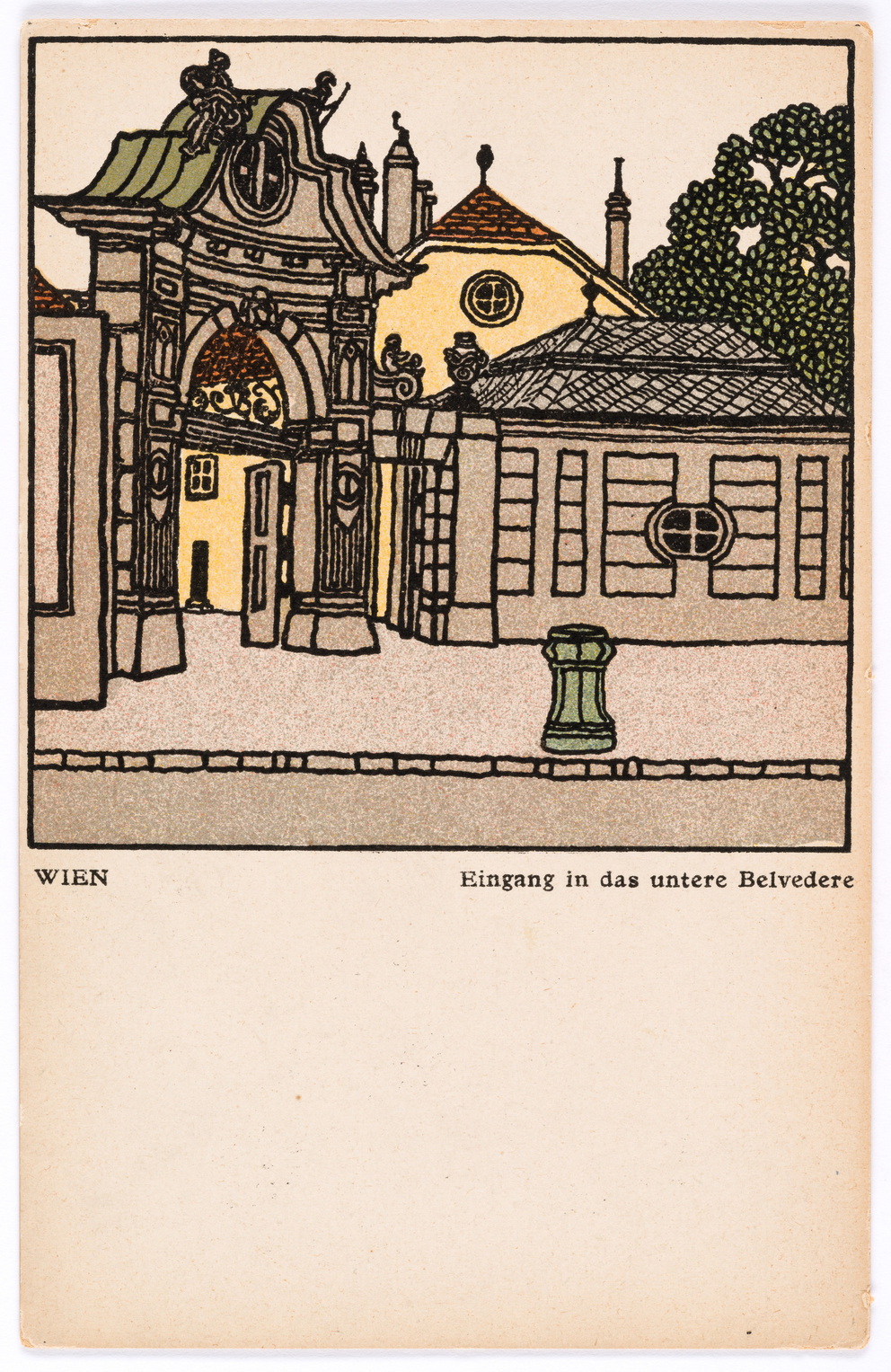 Postkarte der Wiener Werkstätte Nr 299 Wien Eingang in das Untere