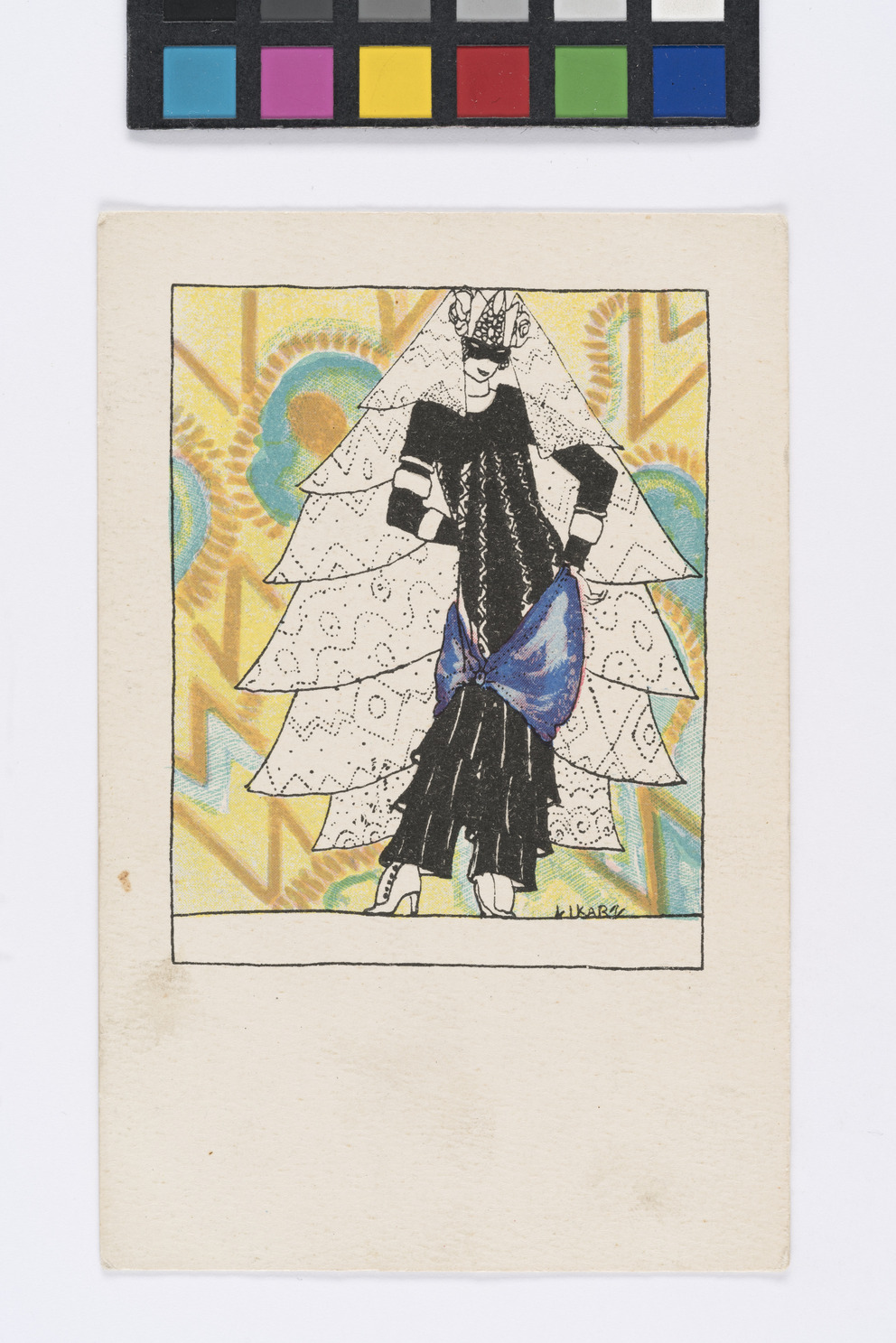 Postkarte Der Wiener Werkst Tte Nr Dame Mit Maske Wien Museum