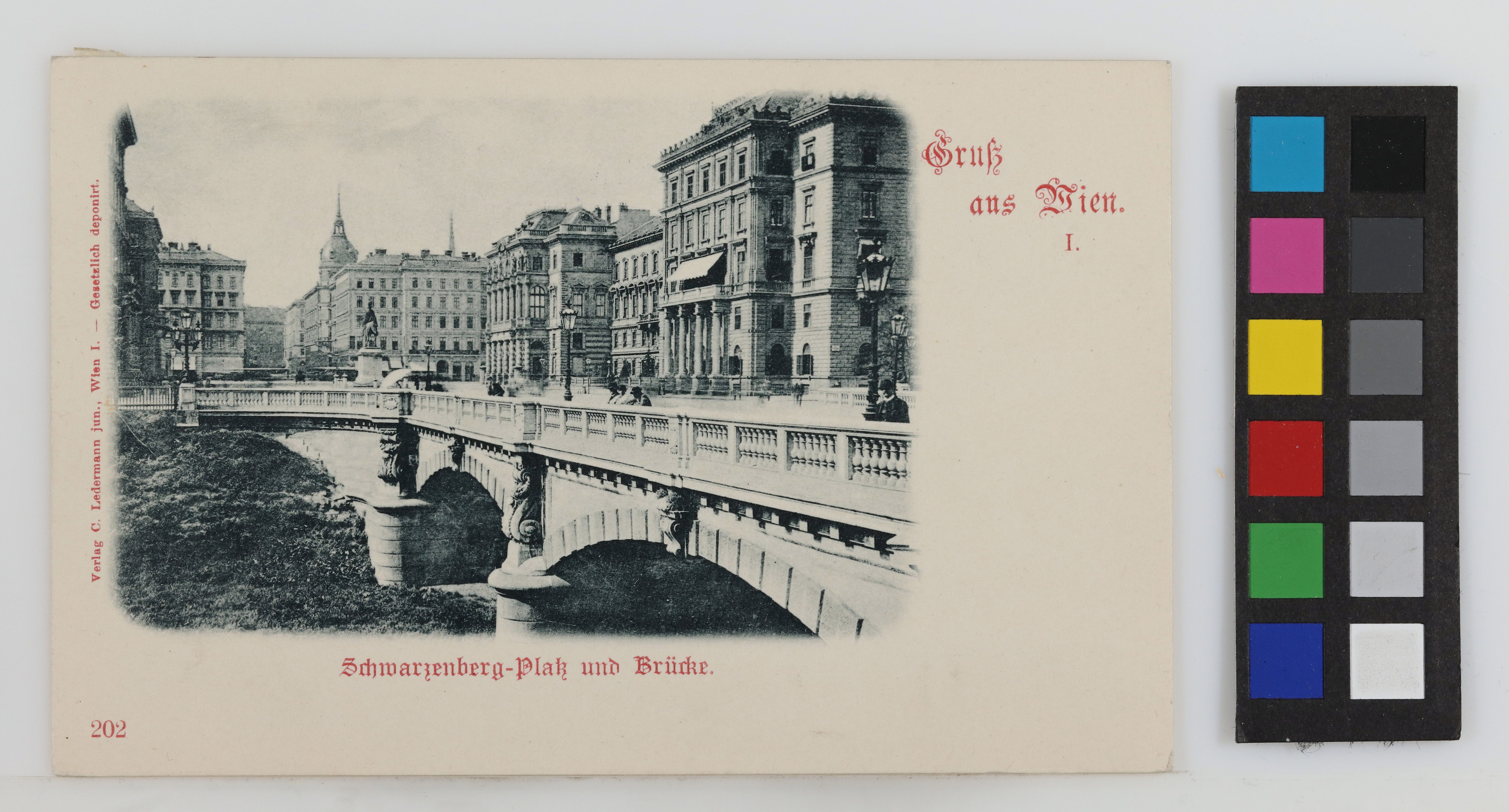 Wienfluss Schwarzenbergbrücke mit Schwarzenbergplatz Ansichtskarte