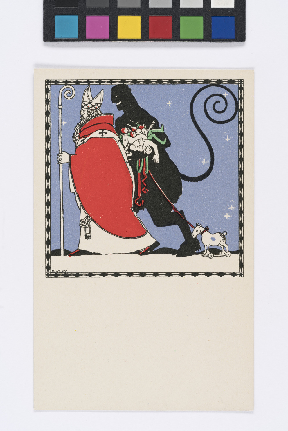 Postkarte der Wiener Werkstätte Nr. 238: Nikolo- und Krampuskarte