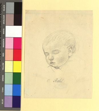 Carl Rahl, der Sohn des Künstlers, als Kind mit geschlossenen Augen ...