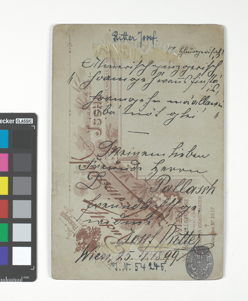 Josef Ritter (1859-1911), Opernsänger (rückseitig eigenhändige Widmung ...