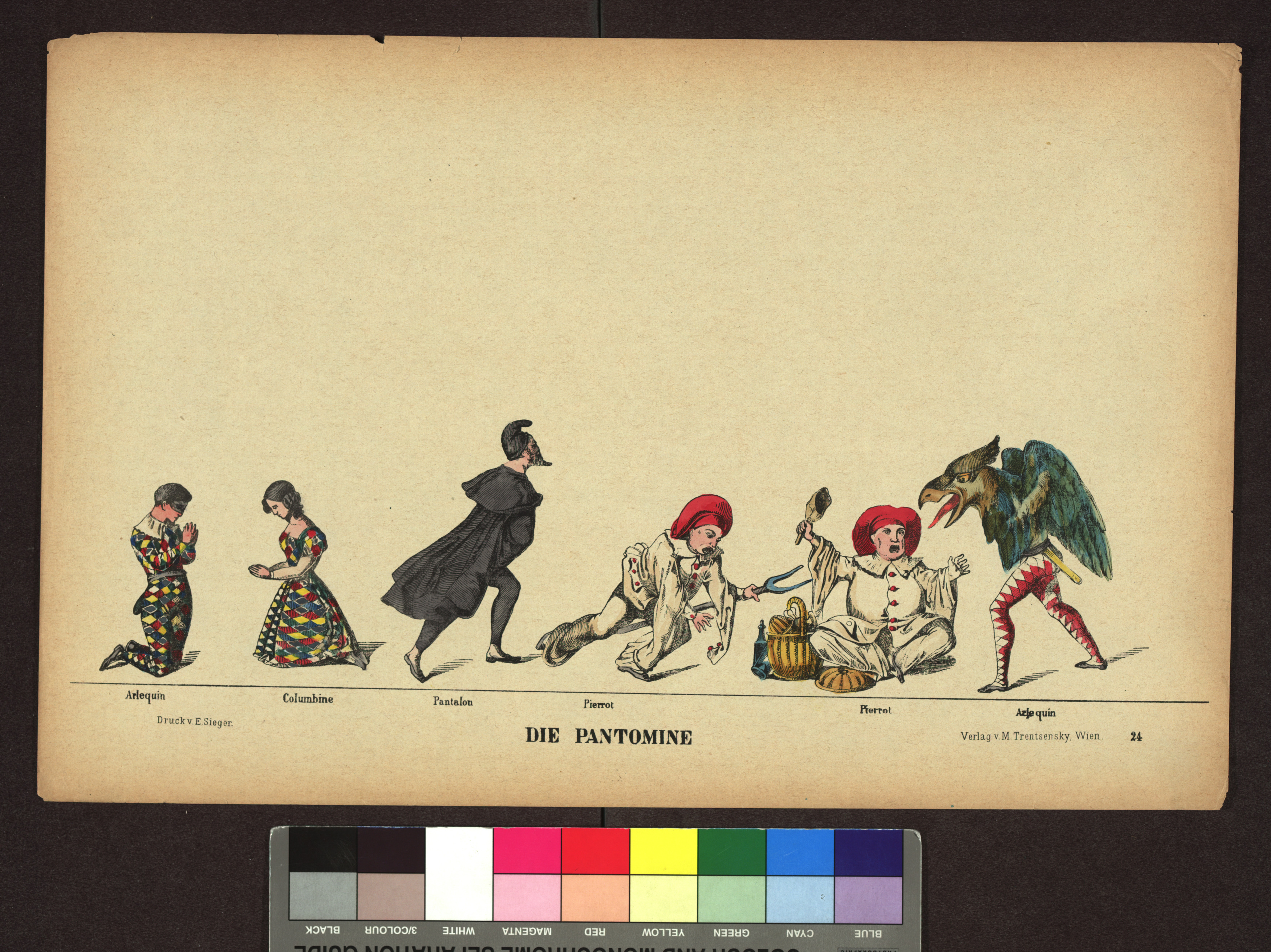 Altwiener Mandlbogen - Theaterfiguren (Blatt Nr. 24, Die Pantomime ...