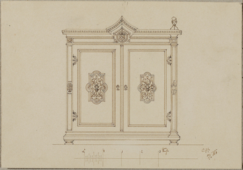 Entwurf für einen Schrank oder ein Kästchen – Wien Museum Online Sammlung