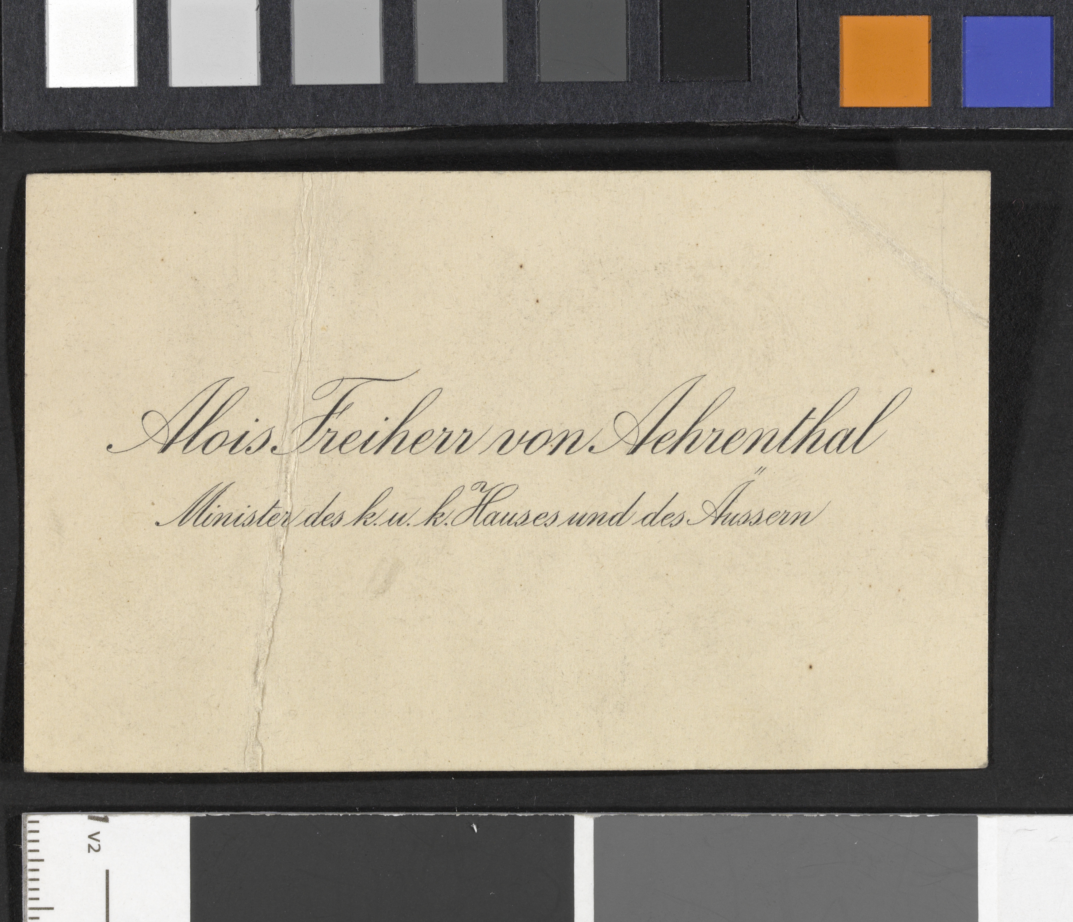 Visitkarte aus dem Besitz von Otto Wagner Alois Freiherr von